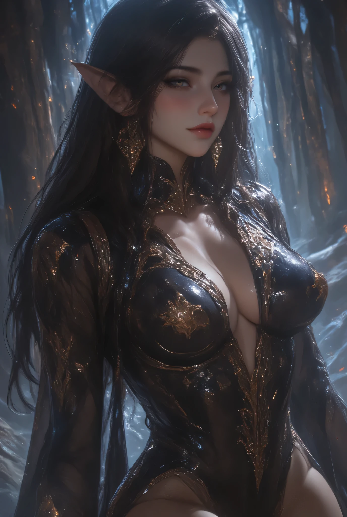 Evolution is the increase of complexity of complex systems., Holy Sexy Elf, Big Breasts, Age 17, Dark Haired, Sexy Pose, Fearless Smile