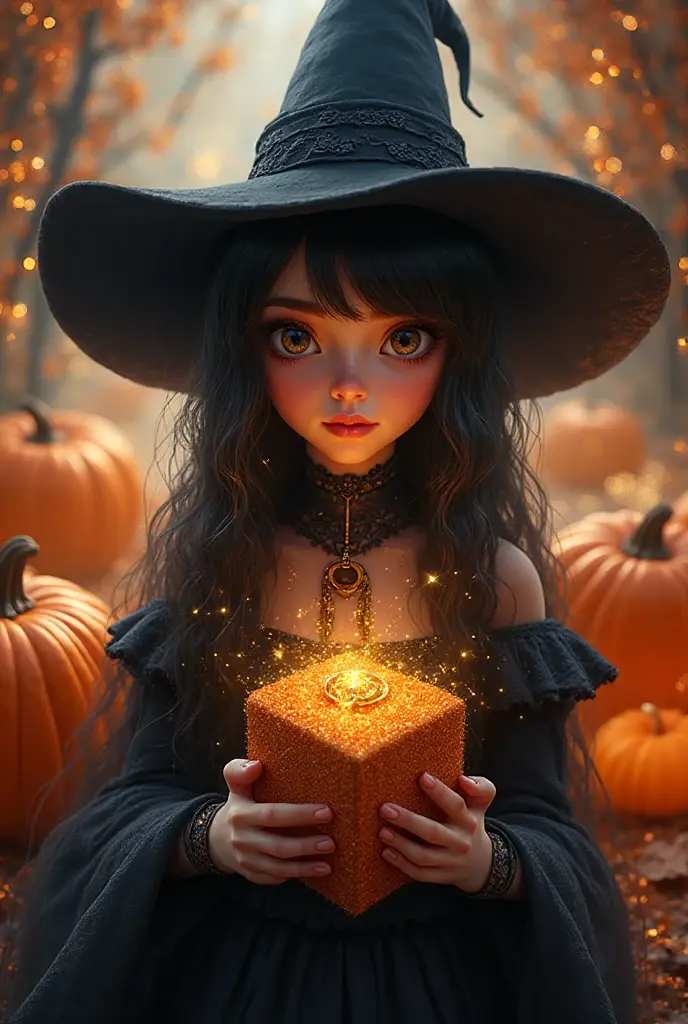 (best quality,4k,8k,highres,masterpiece:1.2),ultra-detailed,(realistic,photorealistic,photo-realistic:1.37), HDR, UHD, studio lighting, ultra-fine painting, sharp focus, physically-based rendering, extreme detail description, professional, vivid colors, bokeh, portraits, Halloween-themed, autumnal color palette, glowing Jack-o'-lanterns, spooky atmosphere, misty streets, cobblestone roads, ancient buildings, moonlit sky, intricate lace patterns on the woman's dress, vibrant orange, deep green, and eerie green hues, intricately carved pumpkins, flickering candlelight, mystical fog, leaf-covered ground, wind-blown leaves, hauntingly beautiful expression on the woman's face, exquisite makeup, long flowing hair, mesmerizing green eyes, darkened shadows, captivating smile, magical aura, enchanted woodland creatures, bats flying in the night sky, mystical symbols and runes, spellbinding pose, captivating gaze, mysterious background figures, bewitching charm, timeless beauty,  perfect figure