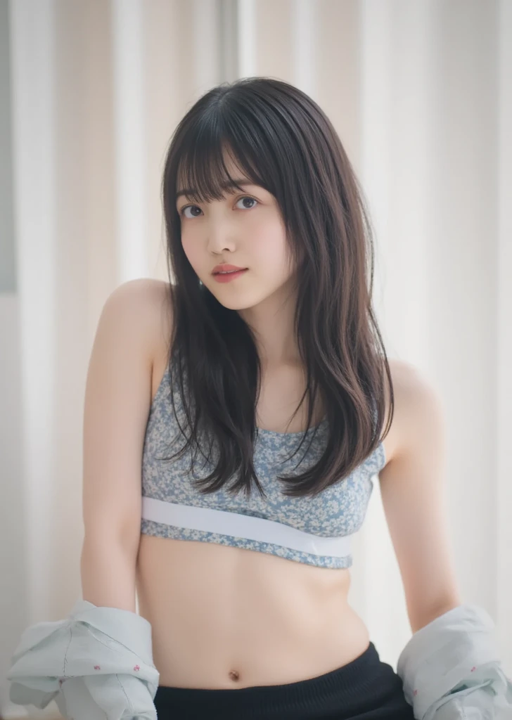 (((One girl,alone))),(Highly realistic photos, High resolution, Detailed face, Beautiful Eyes) Japanese women, 21 years old, Cute Face, alone:1, Nice body, Medium , ,Hairstyle,  Take a photo book,,Healthy Body,Thighine Fujiko,Captivating pose
