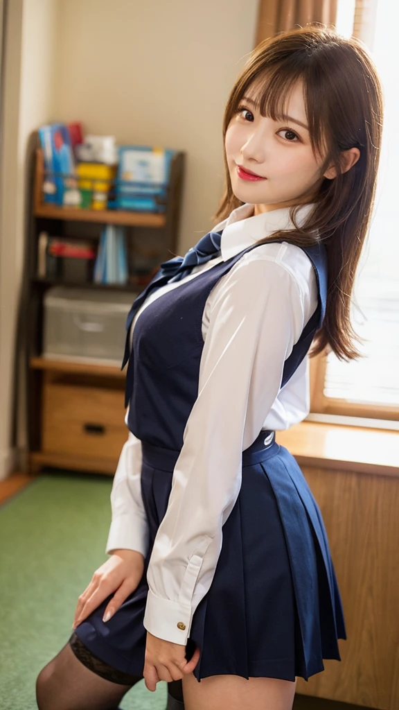  (8K, best quality, masterpiece:1.2), (realistic, photo-realistic:1.37), (high color saturation:1.0),  (highly detailed skin), (highest quality:1.0), (ultra high resolution:1.0) ,(realistic:1.0), (Super detailed:1.0), (8K, Raw photo:1.1)、standing random pose, smiling, natural ??????, perfect lighting, ((3girls students)), 18years old, (mysterious), clear and detailed, ((school_uniform, Japanese blazer uniform, flared skirt)), (indoor school classroom), surprised face, (panties), looking at back viewer, ????, low angle photo,