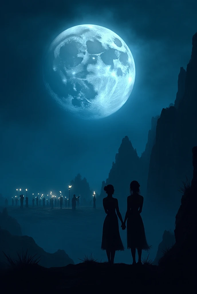 A scene depicting the moonlight as an inescapable and illuminating force. The moon's light is portrayed as a radiant and unobstructed glow, reaching the deepest corners of our lives and hearts, even the hidden, unnoticed aspects. The image should reflect how the moonlight gently reveals and illuminates the most intimate and profound parts of existence.