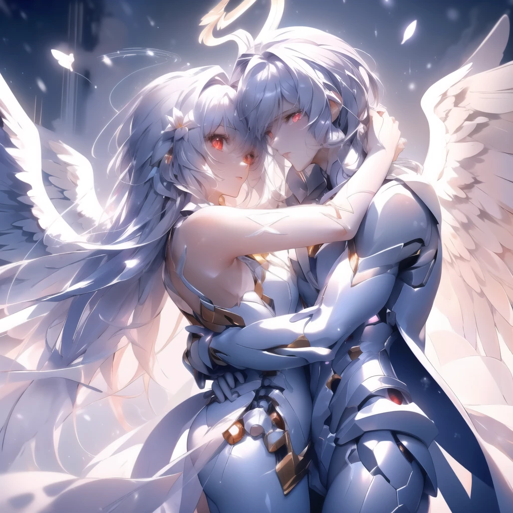 Anime couple hugging and kissing , long red scarf , Hombre en traje formal que lleva una white lab coat and platinum sobre el hombre,Red Eyes, cabello largo color platino anime angel con alas y un halo por encima de la cabeza, anime wallpapers , bíblico preciso angel , angelic, , glowing angelic being , an angel, angelical, hd anime wallpapers , night, angel, ascension , big shiny white wings , , angelic and Disturbing , The lilies, ethereal anime, angelic angel alas de angel, white-haired deity, Glowing angelic Being , angelic halo, sacred halo, Un angel, snowy anime background , Pixiv winner , the angel of death with a Red Eyes,Brilliant snowy background , shiny angel wings white and platinum , ANGEL HALO white and shiny platinum , long shiny white and platinum hairpareja de anime besándose , 1 man and 1 woman ,Red Eyes,Brilliant snowy background , shiny angel wings white and platinum , ANGEL HALO white and shiny platinum , long shiny white and platinum hair , Masterpiece, Angry face, Red Eyes, Calcium light, swirling wind, snowy background , white lab coat and platinum, formal platinum suit, white complex background, long and highly detailed white and platinum hair with navy blue tips , alas y HALO de angel brillante color blanco y platino,angel,angel,angel,anime angel with wings and a halo above his head, anime wallpapers, biblical accurate angel, angelic, ((zerator)), an angel, angelical, glowing angelic being, hd anime wallpapers, night, angel, ascension , The lilies, big shiny white wings , zero-chan, angelic and unsettling, angelic halo, biblically acurate angel