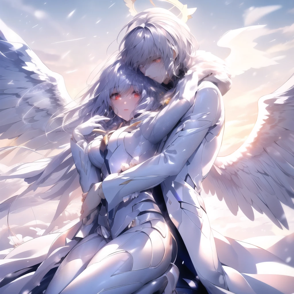  Anime couple hugging and kissing , long red scarf , Hombre en traje formal que lleva una white lab coat and platinum sobre el hombre,Red Eyes, cabello largo color platino anime angel con alas y un halo por encima de la cabeza, anime wallpapers , bíblico preciso angel , angelic, , glowing angelic being , an angel, angelical, hd anime wallpapers , night, angel,    ascension   ,    big shiny white wings    , , angelic and Disturbing , The lilies, ethereal anime, angelic angel alas de angel, white-haired deity, Glowing angelic Being , angelic halo, sacred halo, Un angel,    snowy anime background      ,   Pixiv winner    , the angel of death with a Red Eyes,Brilliant snowy background , shiny angel wings white and platinum , ANGEL HALO white and shiny platinum , long shiny white and platinum hairpareja de anime besándose  ,    1 man and 1 woman   ,Red Eyes,Brilliant snowy background , shiny angel wings white and platinum , ANGEL HALO white and shiny platinum  , long shiny white and platinum hair , Masterpiece,  Angry face, Red Eyes, Calcium light, swirling wind, snowy background ,  white lab coat and platinum, formal platinum suit, white complex background,  long and highly detailed white and platinum hair with navy blue tips  , alas y HALO de angel brillante color blanco y platino,angel,angel,angel,anime angel with wings and a halo above his head, anime wallpapers, biblical accurate angel, angelic, ((zerator)), an angel, angelical, glowing angelic being, hd anime wallpapers, night, angel,    ascension   , The lilies,     big shiny white wings    , zero-chan, angelic and unsettling, angelic halo, biblically acurate angel