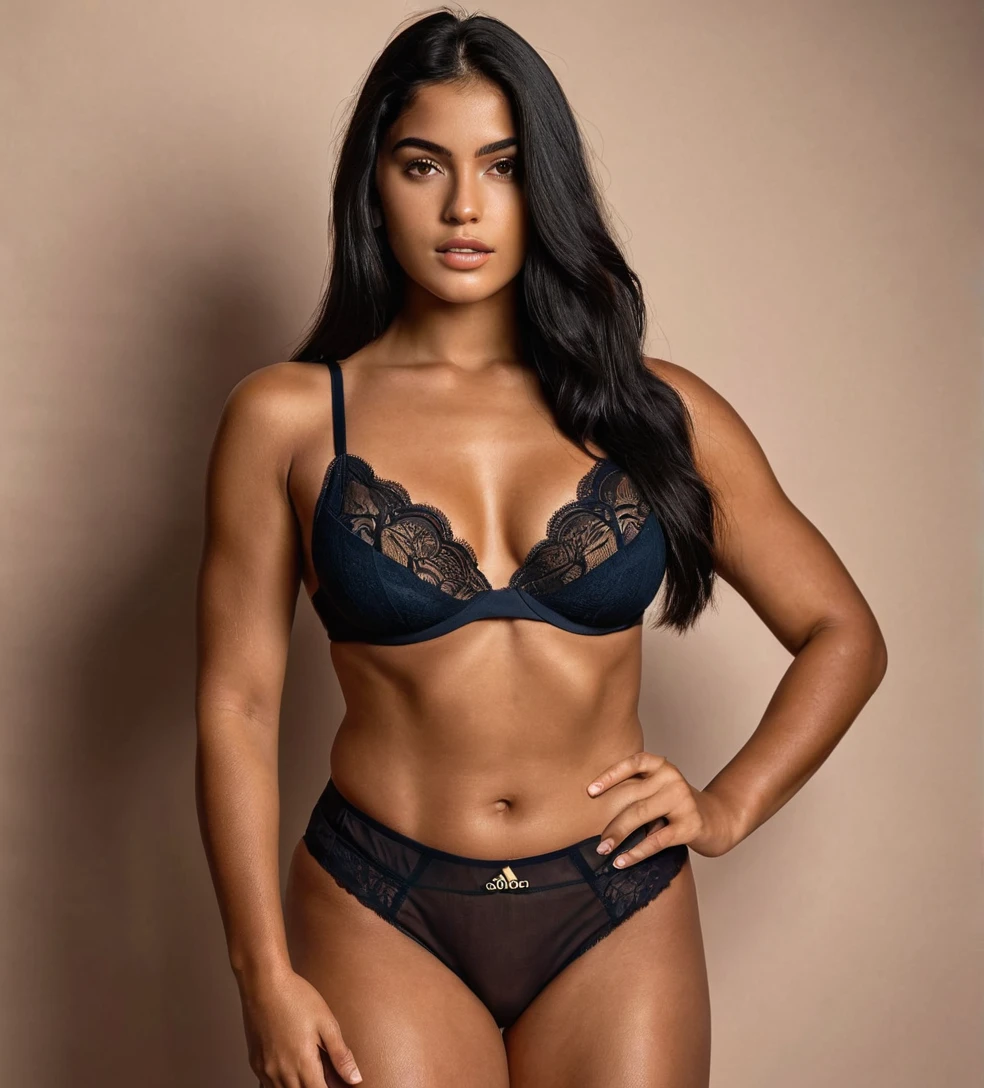 Original Character, (masterpiece), (best quality:1.0), (ultra highres:1.0), portrait, 1 woman, detailed beautiful skin, face focus, tomboy, beautiful hair, Beautiful Lady, curvy, thick Belly, norway face, wallpaper 8k, beautiful woman, perfect thick body, makeup, white sports bra, tight clothes, full body