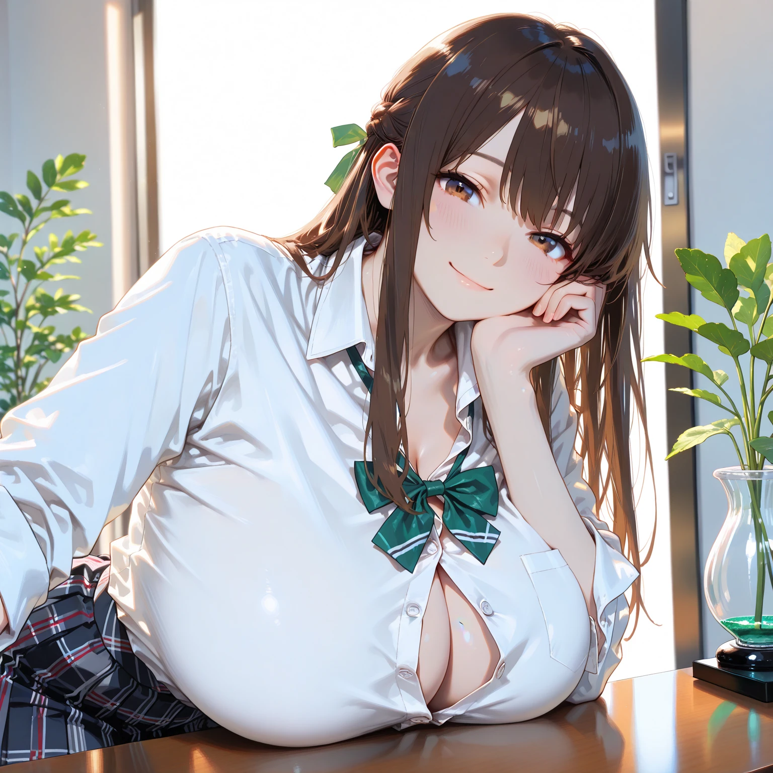  ( inoue takina, ), (cinematic lighting), (ultra enormous gigantic breast expansion, ), ( girl, pov, , hetero, ), (expressionless face, ), (looking at viewer), honestly, kindly, gently, salute, 