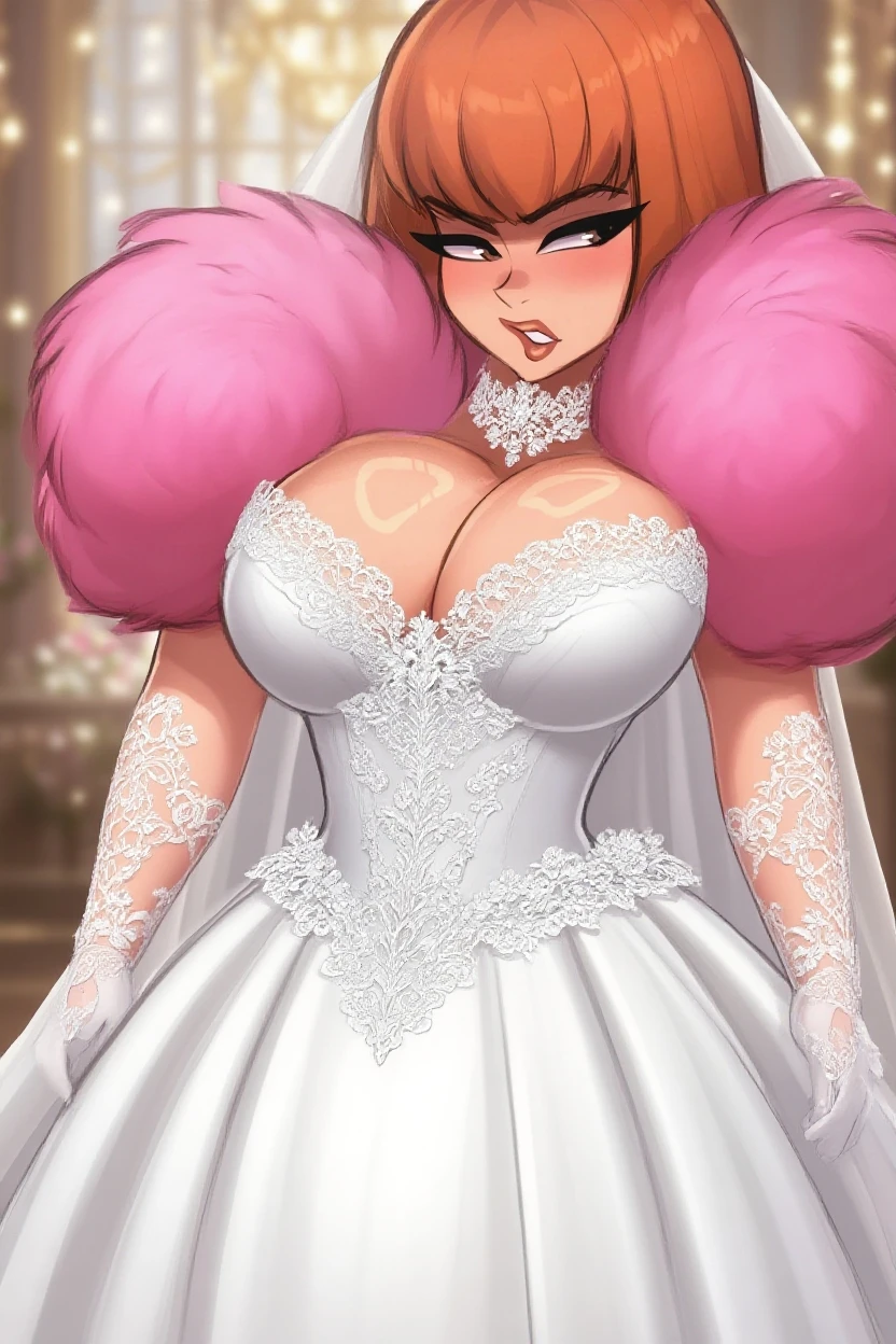 John Tenniel art, frustrated (aletta ocean) as (masane amaha) wearing a stately and elaborate Cinderella ballgown of grey and red satin and tulle adorned with large satin poufs, (defined cheekbones), (puffy lips), smirk, ((defined eyebrows)), (((huge ribbon bows))), (black sclera), red eyes, glowing eyes, (navel exposed), (belly button piercing), rosebuds, embroidery and jewels, (????????????????:1.3) with (((enormous puffed sleeves))), an hourglass waist, and a (((voluminous crinoline hoopskirt))), (((bustle))),   long grey gloves, pearl and diamond necklace and earrings, elaborately curled and styled hair, (red hair), 