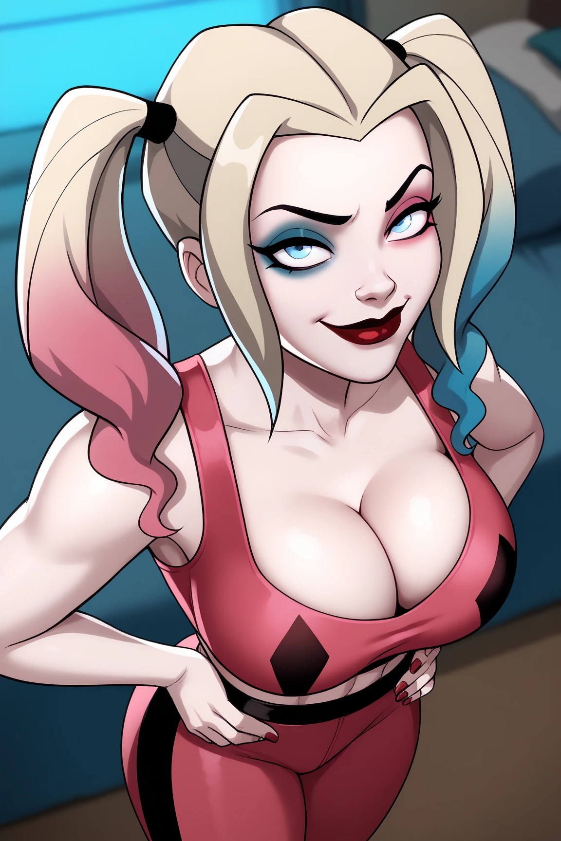 Harley Quinn,  of (Ultra detailed:1.3),  (digital art:1.3) of (Ultra detailed:1.3), perfect face,  focus in her eyes, , Highly Detailed, SFW,<lora:EMS-255619-EMS:0.800000>,<lora:EMS-289246-EMS:0.800000>,<lora:EMS-228233-EMS:0.900000>