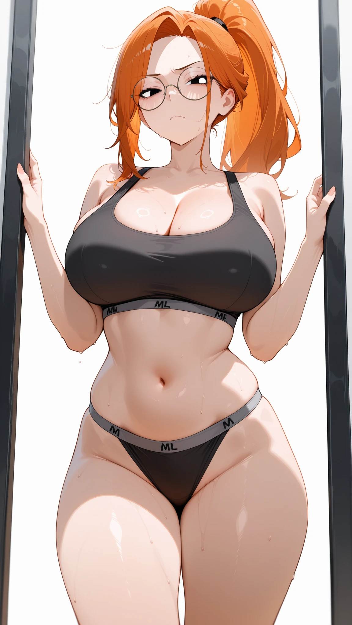 (best quality, masterpiece1.2), 3d,render,3d render,1girl,smile,((())), blush, woman, ????, detailed, extreme detail, perfect lighting, 4k,lying on beach chair,beach chair,chair, beach, black ??????, wide ????, ???????????? BREAK anime style, source anime,1girl, long hair,(((quadruple amputee:1.5))),(((((legsless, armsless:1.6)))),(high angle),parasol,biting lips,blue eyes,long hair,android 21,brown hair,glasses