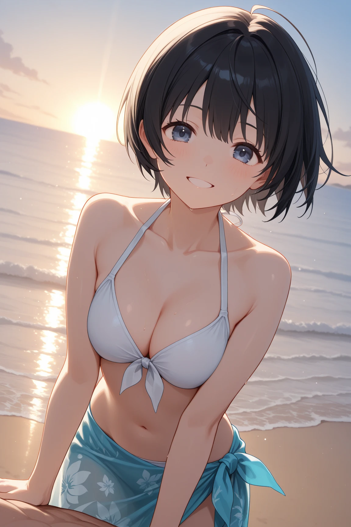 1girl , (Ruka Sarashina,sarashina ruka), bangs, blue eyes, Black Hair,Blue ribbon,happy smile, smile, Open your mouth,((nsfw,white ultra micro bikini)),Real Summer,Daytime,sunny,My hair is blowing in the wind,whole bodyがイラストに入るように,Slender body,
BREAK outdoors, 学校のプール
BREAK looking at viewer, whole body,(On all fours、nsfw)
BREAK (masterpiece:1.2), Highest quality, High resolution, unity 8k wallpaper, (shape:0.8), (Beautiful details:1.6), Highly detailed face, Perfect lighting, Extremely detailed CG, (Perfect hands, Perfect ), 