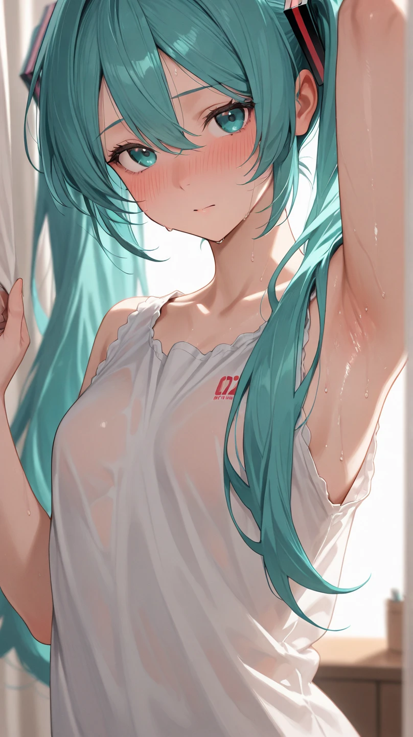 Masterpiece、最high quality、high quality、High definition、High resolution、High detail、Lens flare、Ray Tracing、high qualityのテクスチャー、high qualityの影、Beautiful details、Detailed explanation、Detailed texture、Realistic  expression、Realistic and colorful、Slender、Cinematic Light、Side light、Sharp Focus、(1 Girl:1.3)、(Intricate detailakeup、Pure Eros Face_v1:0.5)、(Details Beautiful delicate face、Detailed beautiful delicate eyes、Perfect  Proportions、Detailed skin、Charm)、Fancy Twin Tails、Beautiful bangs、(Two-tone gradient hair color）、slender、(Upturned beautiful breasts)、White dress shirt、Crop top、Removing the Sleeve、(Detailed crotch、Open crotch、Showing off your crotch)、The  is 、Female juice、I'm having an intense 、White 、Thighini skirt、Flip up、High slit、Navy blue socks、sneakers、Spread your knees、(Leg spread)、(Raise your arms)、Low-angle composition、(Take a deep breath、Work on this image step by step)