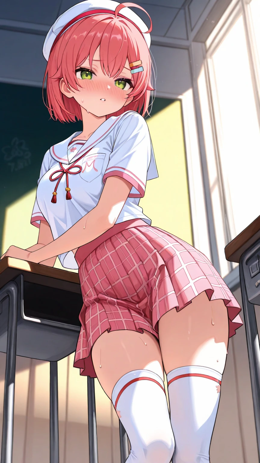 masutepiece、​masterpiece、top-quality、ultra-detailliert、hight resolution、hight resolution、8K Portrait、Unity 8k壁紙のhigh-detailCG、Unity 8k壁纸、Cute little:1.5、Lori:1.5、Highly detailed CG Unity 8k wallpaper、逼真、realperson、Cute little、 Portrait photos、shinny skin、high-detail、(sixteen years old:1.2)、(女の子1人)、Beautiful clear eyes、Ultra-fine depiction、delicated face、Lovely lips、skinny  body、??????????? thin waist、Thin leg、(school classrooms:1.6)、
1girl in, Cute, Perfect face, Seriously, (blush:1.5),
???????????,((School Uniforms:1.2)),(((Clothes lift:1.5))), (((???????))), Detailed description ??????,Show ??????,???????????,spreading ?????,((??? in vaginas:1.5))