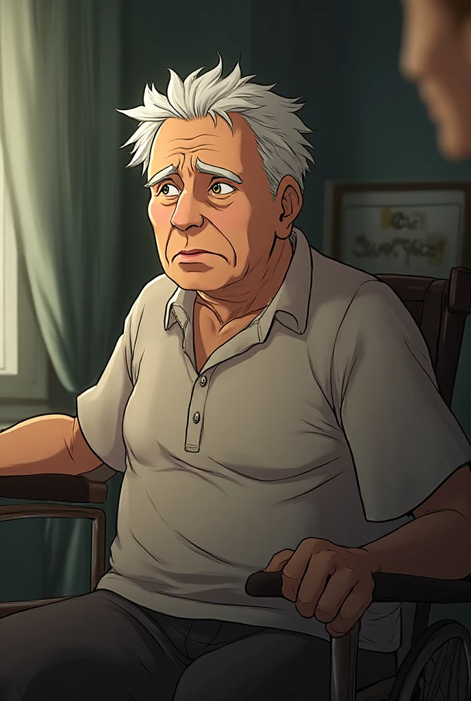 80 year old grandpa with wrinkled face　Being in the living room