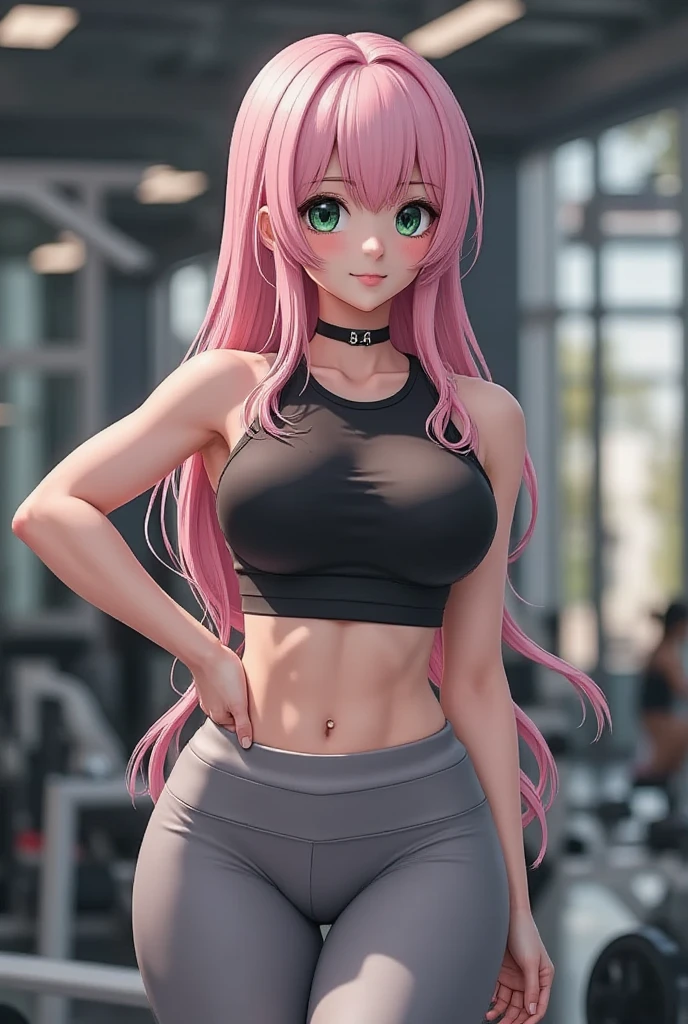 girl in sport leggings lie close to the body and hot top with small breats