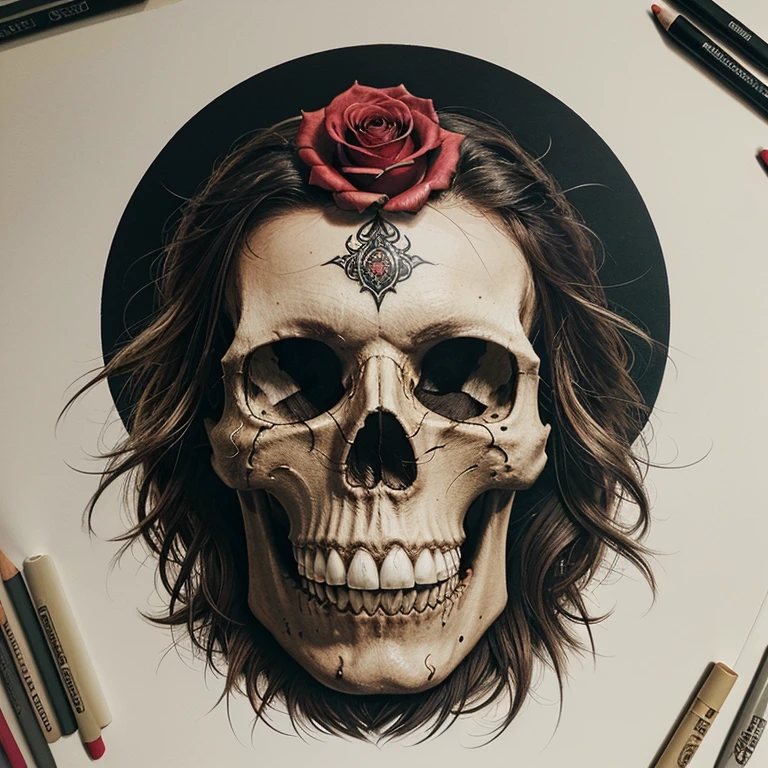 portrait of a skeleton pirate captain, ornate background, digital painting --auto --s2