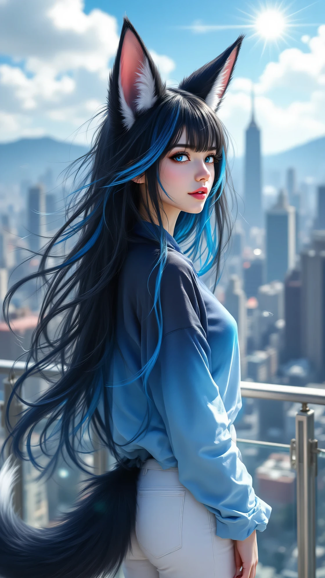 city in ruins(（（best qualtiy）），（（tmasterpiece）），（The is very detailed：1.3）.。.。.。.。.。.。.。.。.。.。.。.。.。.。.。.。.3D，Mystery style，In the dark and resilient dystopian city of Piertofer，Plagued by  and split into two opposing factions，A young child prodigy named Jinx appears。After enduring unimaginable losses and abandonment，She embraced a life of chaos and destruction。Jinx is known for his creative and explosive abilities，Become an idol against the oppressive forces that control the city。Sin embargo，She is haunted by guilt and inner demons，She must face her past，And decided to continue on the path of anarchy，Or seek salvation in the midst of turmoil。Explore the journey of Jinx，She sails through a dangerous world，Fight for survival，Uncovering Secrets，And discover the true meaning of her distorted existence，Chaos reigns supreme，And at the heart of it all is Jinx，The embodiment of unpredictability。Delve into Jinx's twisted mind，exploring the origins of her madness and the driving force behind her destructive nature。Uncover the moments that molded her into the crazy and iconic character we know。Take us on a wild journey，Travel through the vibrant streets of Piertover and the gloomy hinterland of Zaun，Jinx wreaks havoc with her explosive arsenal。Can salvation enter Jinx's broken soul？Or will she always dance on the edge of sanity，Embrace the chaos that drives her existence？The fate of Arcane hangs in the balance，Because Jinx's path is intertwined with unlikely allies and formidable enemies。Ignite your imagination，A vivid portrait depicting Jinx's twisted mind，Capture the essence of her madness and the spirit that defines her，hdr（HighDynamicRange），Ray traching，NVIDIA RTX，Hyper-Resolution，Unreal 5， surface scattering，PBR textures，Post-processing，Anisotropy Filtering，depth of fields，Maximum clarity and sharpness，Many-Layer Textures，Albedo e mapas Speculares，Surface coloring，Precise simulation of light-material interactions，perfectly proportions), (Fisheye lens 1.5), self-shot, Cowboy shot, Wind, Messy hair, cyberpunk city landscape, (Aesthetics and atmosphere:1.2),Smiling, Laughing，(fisheyelens), self-shot, Cowboy shot, Wind, Messy hair, cyberpunk city landscape, (Aesthetics and atmosphere:1.2),Smiling, Laughing，wide wide shot. A dystopian world in the background, Photorealistic, 4K, Cyberpunk,