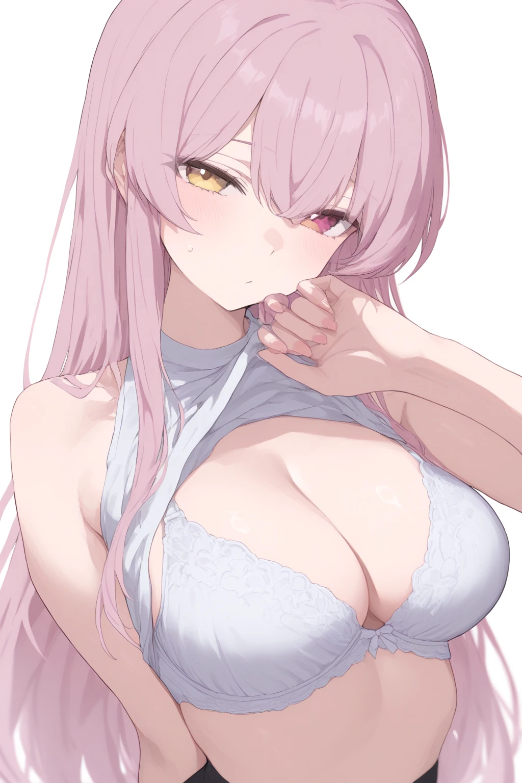 Masterpiece, anime, extremely high quality, official art, slender, Lovely, very ????????????? and wide wide ????, blushing, shiny skin,?????, ??????? exposed (masterpiece very high detail), ???????????????, ???? exposed, ??????????, ???? in frame, blushing, mouth open in delight, wearing choker, wearing bondage, mature women