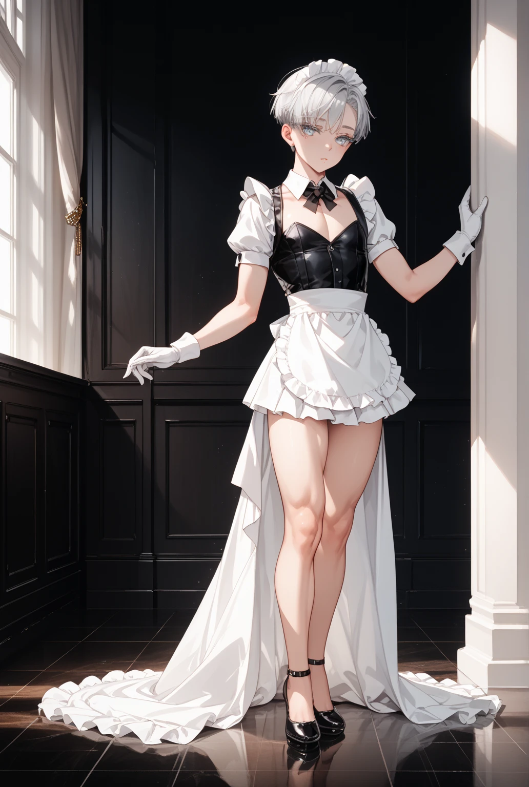 Cute boy wearing white lace stockings posing seductively Stick your finger in your ????