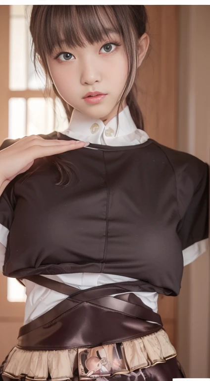 Detailed body, attractive body, perfect human body, realistic face,
(ultimate quality, masterpiece, highres:1.0), realistic:1.6, photorealistic,
[8k UHD photos, UHD high quality photos, Super detailed and super clear images],
Close-up of a Vietnamese girl with a detailed body, attractive body, perfect human body, realistic face,
(ultimate quality, masterpiece, highres:1.0), realistic:1.6, photorealistic,
[8k UHD photos, UHD high quality photos, Super detailed and super clear images],
Close-up of a Vietnamese girl with a beautiful face, tall and beautiful like a photo model,
, leggy, round face, big round eyes, Charming smile, Red lips, long curly eyelashes, big dimples, pointed chin, plump face, bright white skin, slim waist and long legs, wearing rings and earrings,
 Her face resembles Tuyet Linh, Tall and plump figure, wearing see-through golden silk ao dai, Standing in a sun shelter in the middle of the lake, cute pose,
Super shiny golden silk ao dai, wearing see-through ao dai, see lace bra and ??????????,??????? ,bondage (???????,hands tied behind back:1.5), (???????:1.21),Tied up