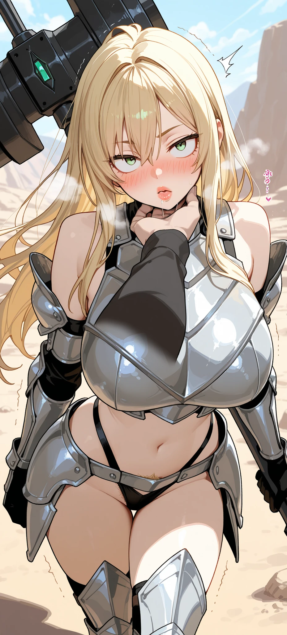 (anime style),masterpiece, best quality, extremely detailed,20Years old,tanned skin,dark skin, Beautiful body,????????????? press,BREAK,multicolored colorful blonde hair,shaggy hair,long hair,long pony hair,BREAK,black eyes,black choker,dignified face,disgust,sad face,screaming,open mouth,detailed lips,,BREAK,with vertical stripes sweater,tiara,ripped Princess knight light armor,micro skirt,break,head tilt,in the woods Night,hands on legs,up half knee,ivy clinging to the body,arching back,???????? and cords,marching side by side,