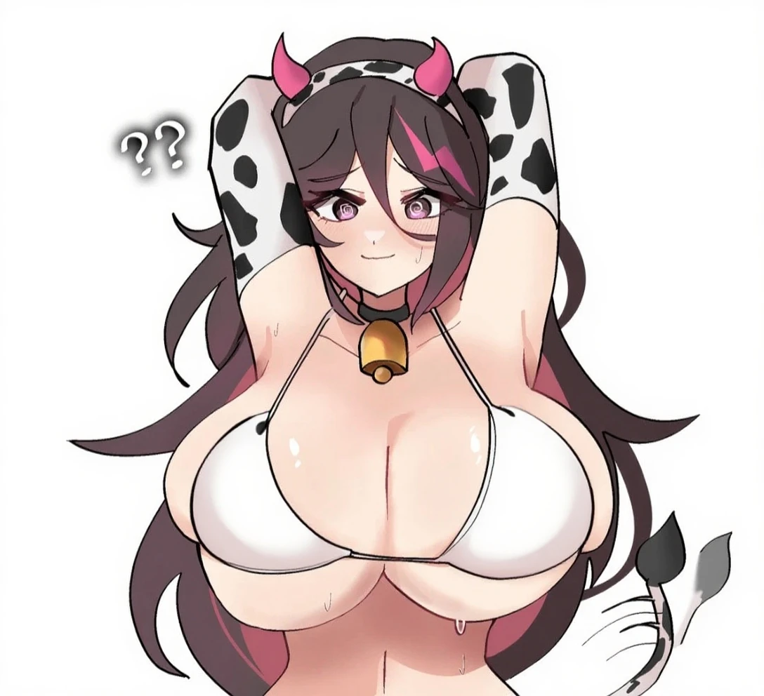score_9, score_8_up, score_7_up, score_6_up, 1girl, breasts, bell, swimsuit, solo, bikini, cow print, animal print, ear tag, hasumi \(blue archive\), red eyes,, halo, black hair, animal ears, thighhighs, long hair, neck bell, cow ears,, cowbell,, looking at viewer, blush,, hair between eyes,, very long hair, , big breasts, black wings, , alternate costume, bare shoulders, large breasts, gloves,, print bikini, elbow gloves, fake animal ears, farm,, 1boy,,,white-skinned male,penis,testicles, ,full nelson position,cross-section view