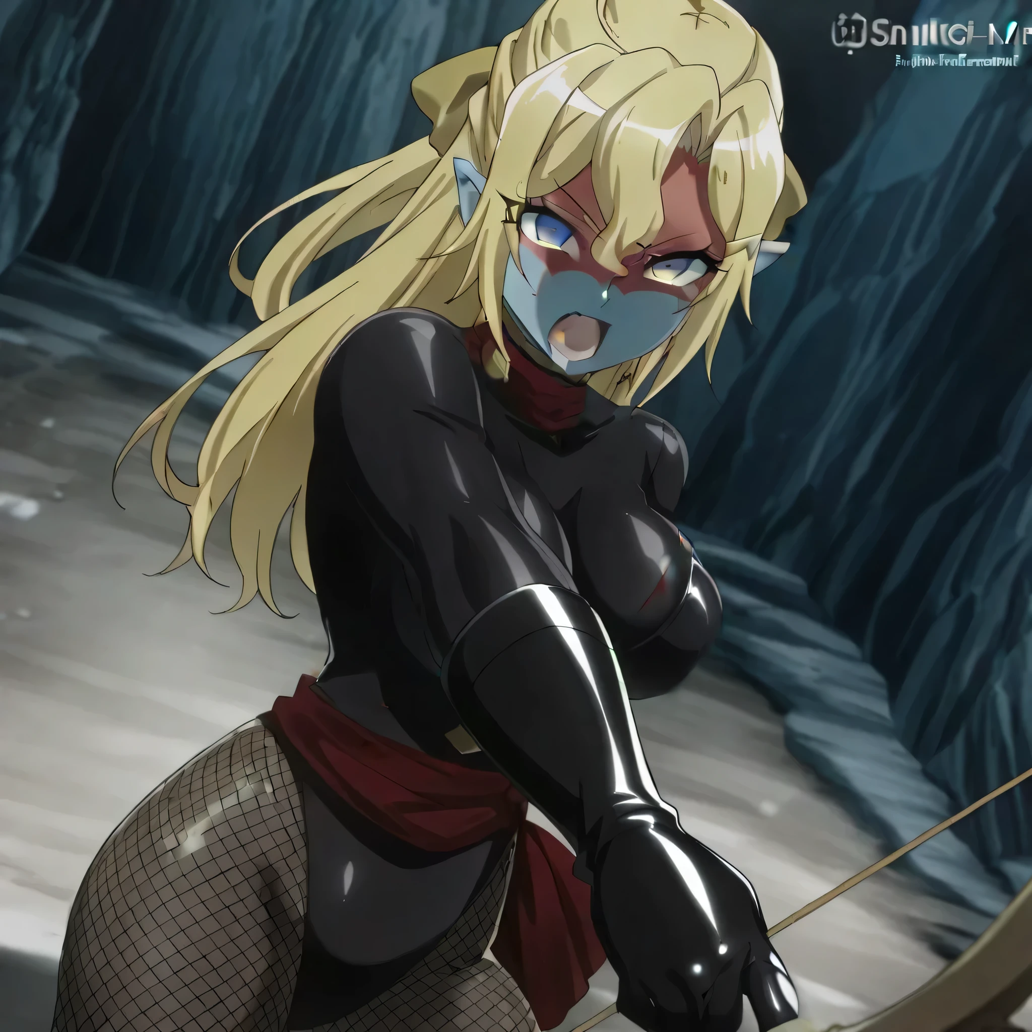 shocker, black leotard, breast, red sash