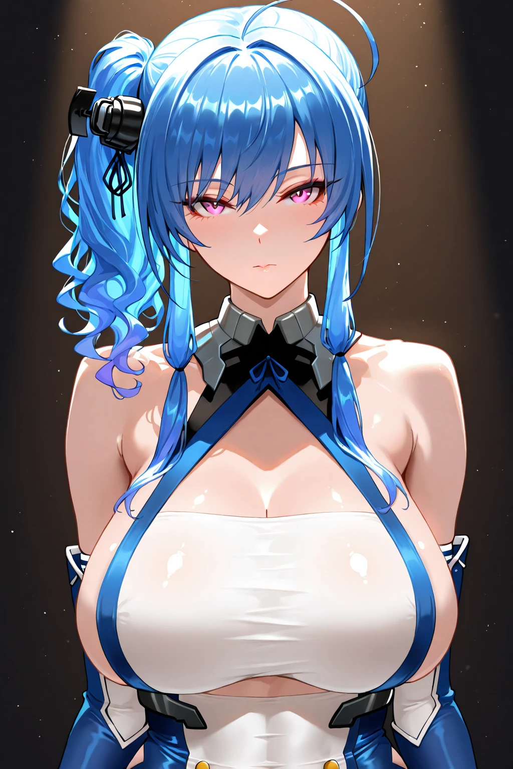 (Highest quality:1.2, High detail, masterpiece:1.2, Best aesthetics), (1 Girl), ganyu \(genshin impact\), Cowboy Shot, ((Playboy Bunny, Fishnet tights:1.2, Bunny ears, ハイレグ leotard, 白leotard:1.1, leotard)), (long hair, light blue hair that ends in shades of darker blue, long ponytail, purple eyes), Brownish horns with red engravings, turn backwards, Beautiful detailed eyes, Beautiful detailed lips, Highly detailed face, Detailed Fashion, elegant, luxury, High quality fabric, Shine, Shine, smile, Random Pause, Dutch Angle, bar, Nightclub, night, Dramatic lighting, Cinematic, Bright colors, Intricate details, Chiaroscuro lighting.