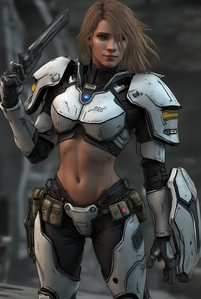 (masterpiece, best quality, super detailed, best shadows), (detailed background,) sci-fi liberator captain blond young strong confident strong healthy strong military uniform woman