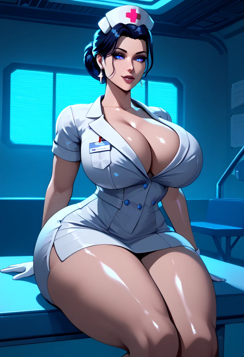 ,nurse uniform,hospital, latex nurse suit,nurses,busty,elbow gloves,labcoat,blackhair woman,azure eyes , gigantic  ,medical instruments,asian nurse,two nurses,speculum,examination room,oversize , ,big  ,, lay on table ,legs spreaded,giving birth,gyno chair , dentist,Milf,latex,azure uniform