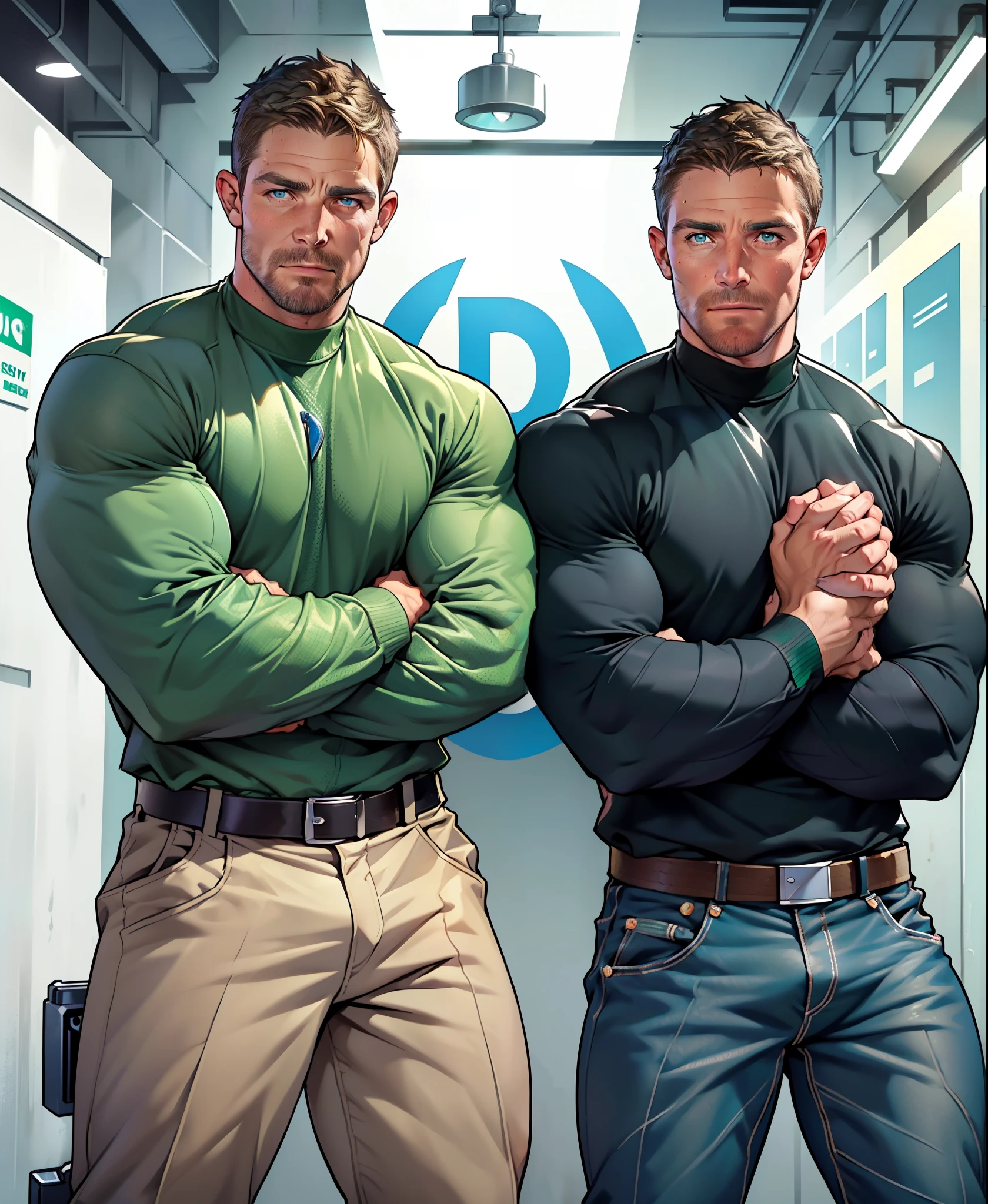 a cartoon of a man is talking to another man in a room, coloured manga scan, colored manga panel, color manga panel, comic styled, digitally colored, rukis. comic book style, bob larkin and tomer hanuka, colored screentone, art gta 5 comics, coloured comic, color spread, epic comic book style, digital comic, comic drawing style