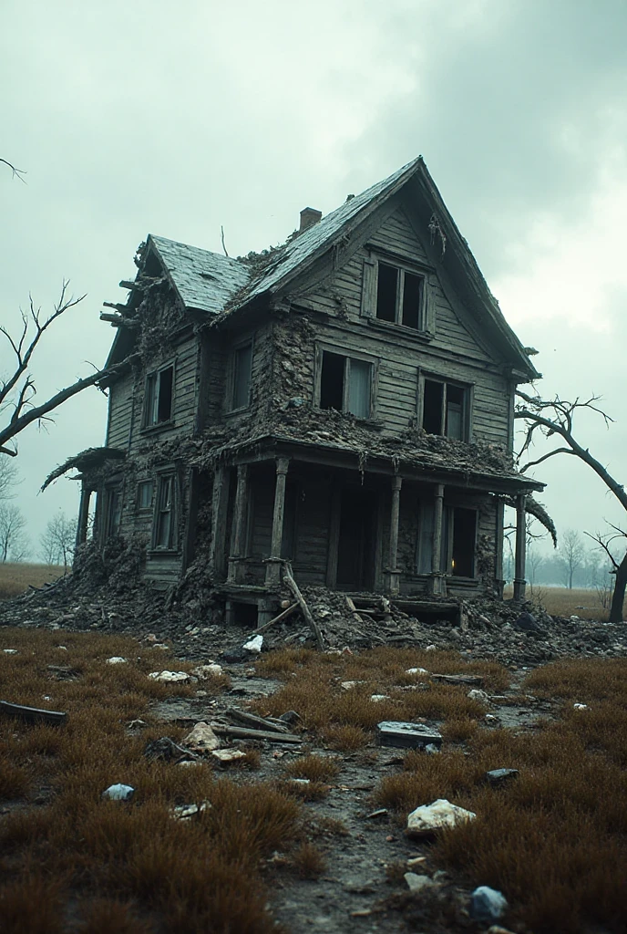 A house destroyed by a tornado - SeaArt AI