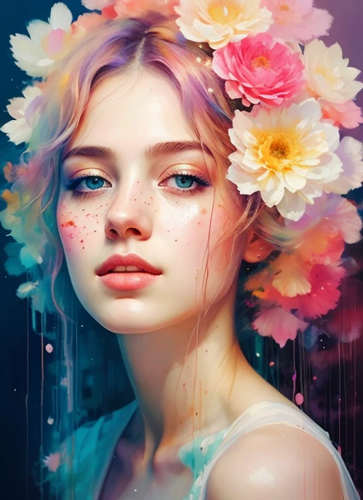 wtrcolor style, digital art of (rose), official art, blown by the wind, masterpiece, beautiful, ((watercolor)), paint splatter, intricate details. Great detail, [dripping:0.5], trending on Artstation, Rachel Walker