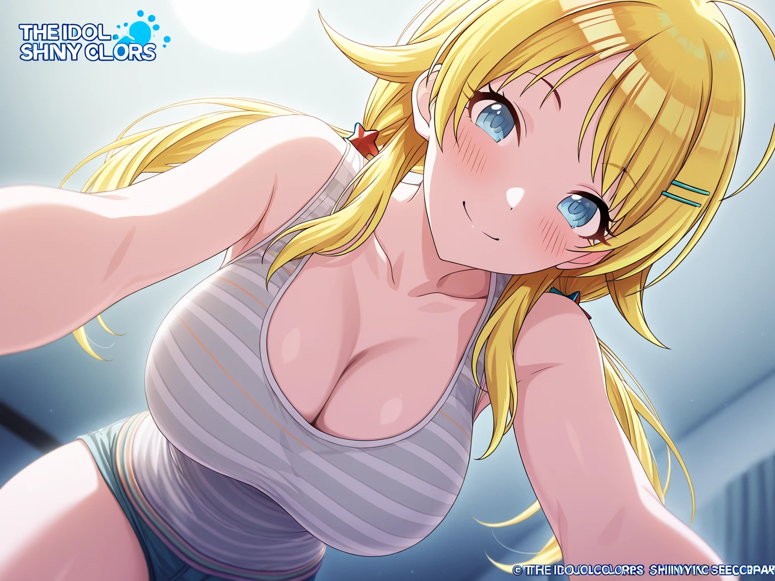 (masutepiece, Best Quality, High resolution:1.5, anime colours, megami magazine:1.2, anime poster style, anime keyvisual, sharp, 8k, photorealistic), (), (beautiful eyes:1.5, beautiful face), Alice Zuberg, 1girl, blush, (white headband), (blond Long Hair, hair braid), (large breasts), (, ), upper body, (Perfect detailed , beautiful detailed hair, perfect detailed body:1.2, shiny skin), (thick outline, Beautiful outlines, black outlines), simple background