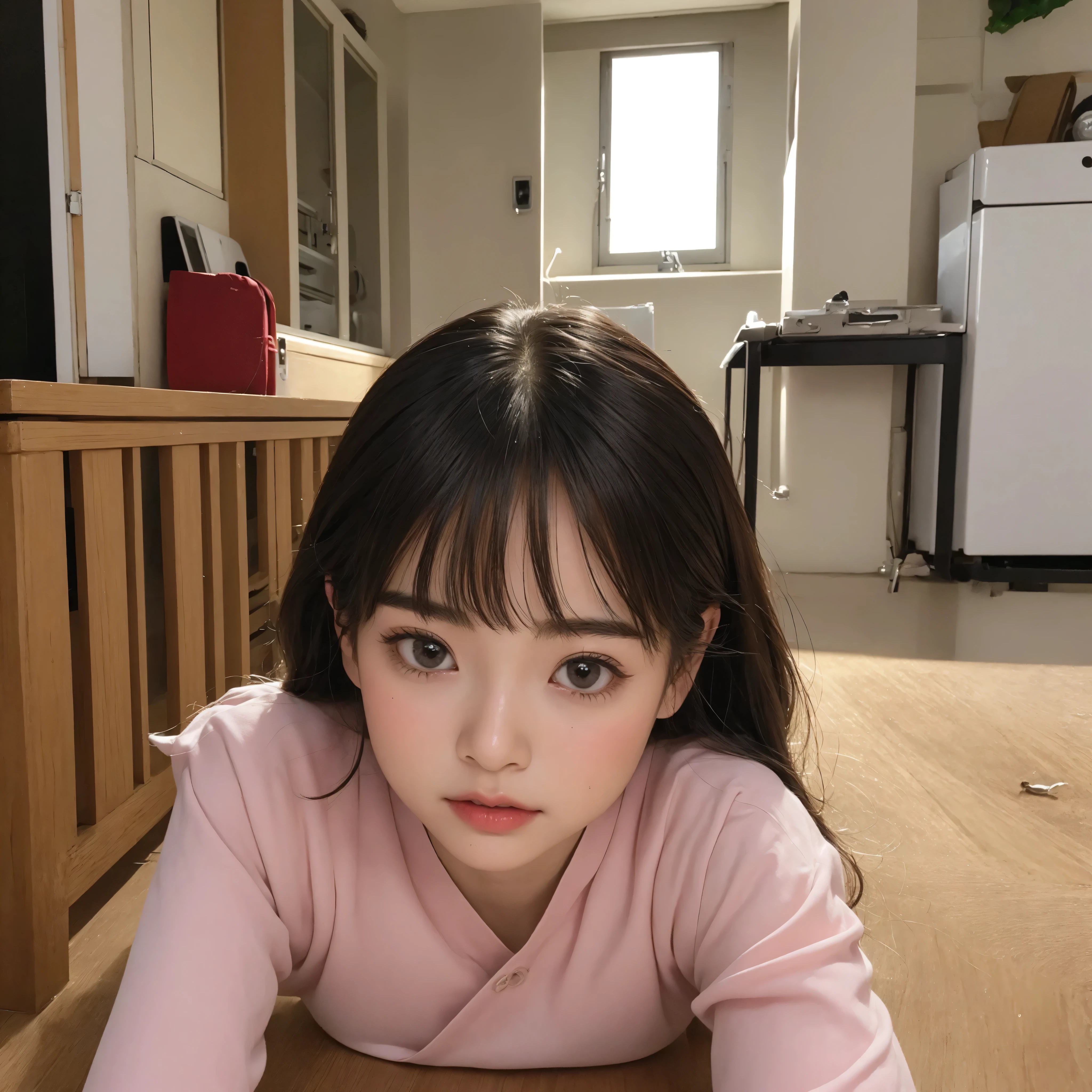 cute young girl,lanky,(lanky:1.3),posing、目の間の長い黒色の前髪,short,skinny,(skinny:1.3),small waist,thin arms,thin body,(toddler_body:1.3),younger,(younger:1.3),まばゆいばかりの黒色に輝く、美しい超ロングストレートシルクヘア、明るい表情、女の子,ネイビーブルーのロングスカート,ピンクの頬,リアリスティック,体中に大量の精液がかかっている,光沢のある白い肌,女の子 with shining golden platinum blonde,小さな胸,平らな胸,(平らな胸:1.5),日本人,本物の女の子,水色のブラジャーが少し見える,白い肌,(白い肌:1.2),白い長袖ブラウス,笑顔,細い太もも,肩幅が狭い,茶色い瞳,華奢,輝かしい頬,非常に痩せている,顔に大量の精液がかかっている,髪の毛に大量の精液がかかっている