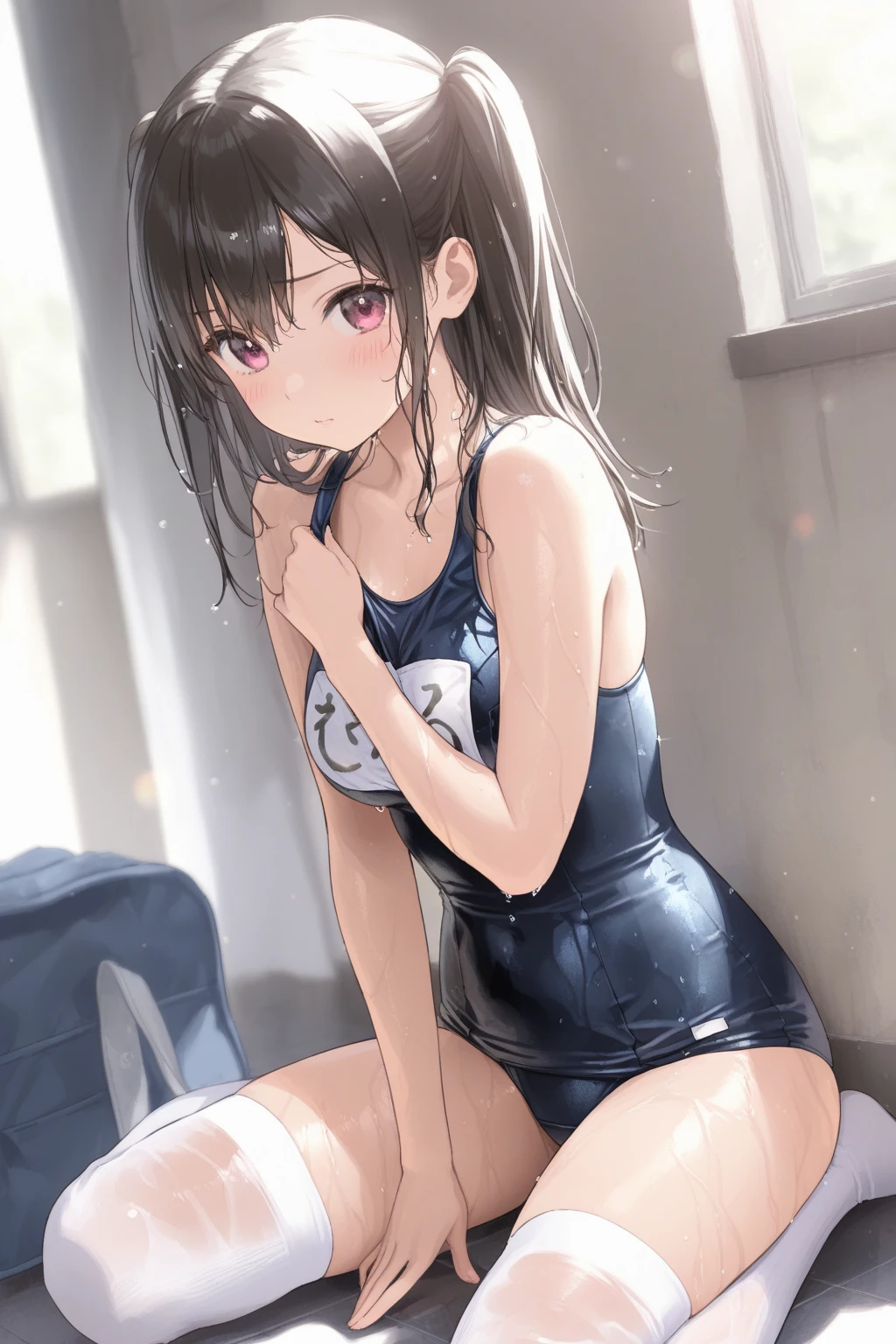 masterpiece, best quality, ultra detailed,1 girl, school swimsuit, ????, ??????, 