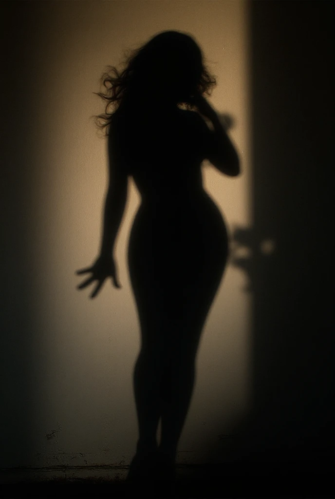 Silhouette of an Easter , side view, female silhouette with short hair, sensuality, full body dancing, chimera half rabbit and half woman,  ears, giant  feet,  tail, reddish light in the black background, hyper-realistic, perfect hands, fantasy, Christian and capitalist mythology
