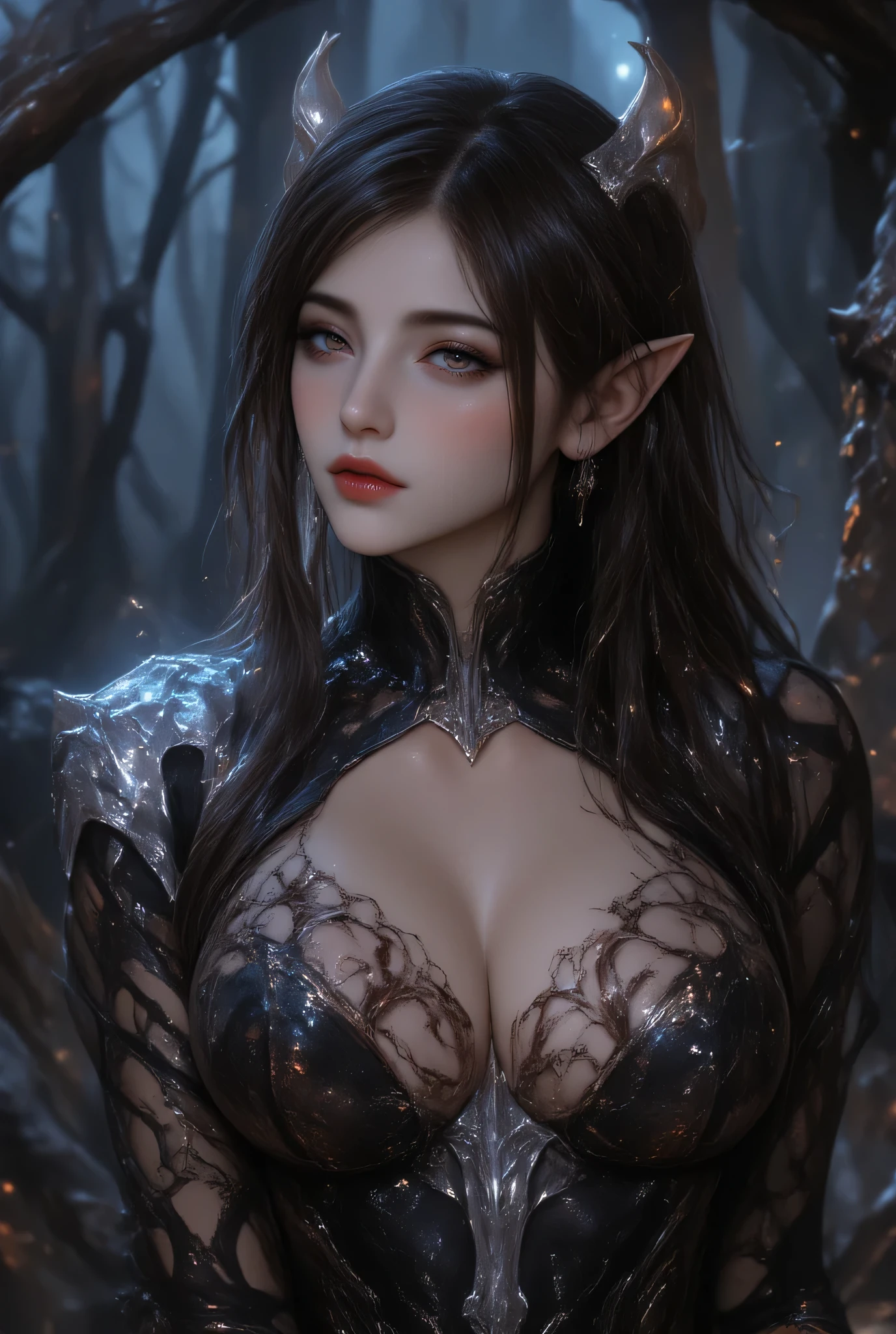 Evolution is the increase of complexity of complex systems., Holy Sexy Elf, Big Breasts, Age 17, Dark Haired, Sexy Pose, Fearless Smile