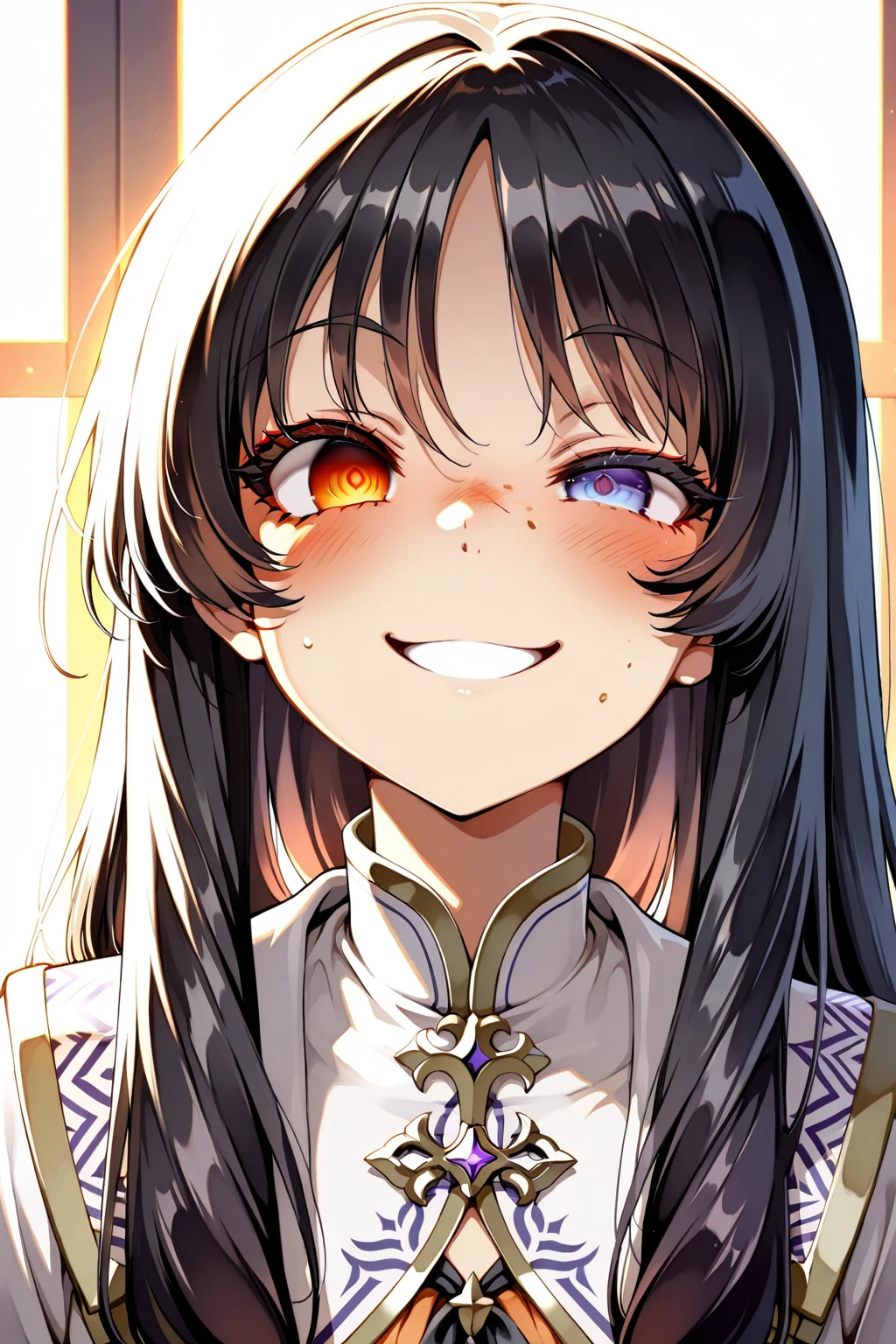 (master-piece), (best qualiy), (Ultra detailed), (disheveled hair), (illustration), (1fille), (Fashionable clothing), debout, mannequin, regardant le spectateur, (interview), (simple background), nice detailed eyes, Beautiful, delicate face, flottant, (high saturation), (colorful splashes), Colored bubble, (brillant), se concentrer sur le visage, queue de cheval, nezuko kamado, cheveux black clair, frange, bague de cheveux, fleurs flottantes, poils flottants, (brillant), best lighting, meilleure ombre, excited