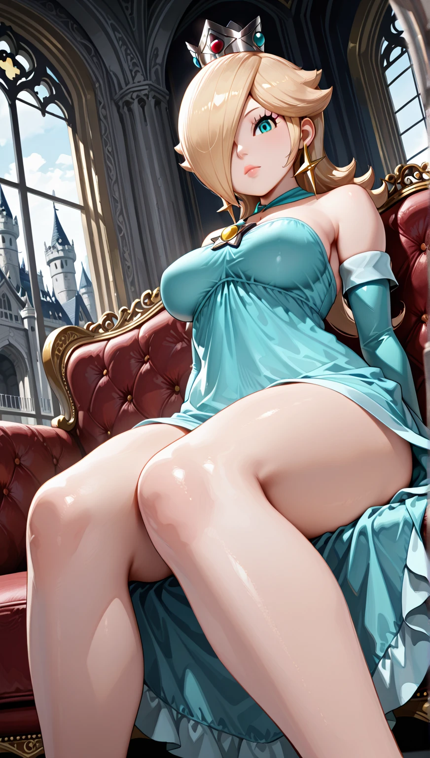 (best quality). (Ultra Detalhado). (1girl), Olhando para o Viewer. (Antecedentes detalhados). belos olhos detalhados. rosto delicado e bonito. (high saturation),  grandes, droopy ,  blue lingerie, full body, long legs, ,
