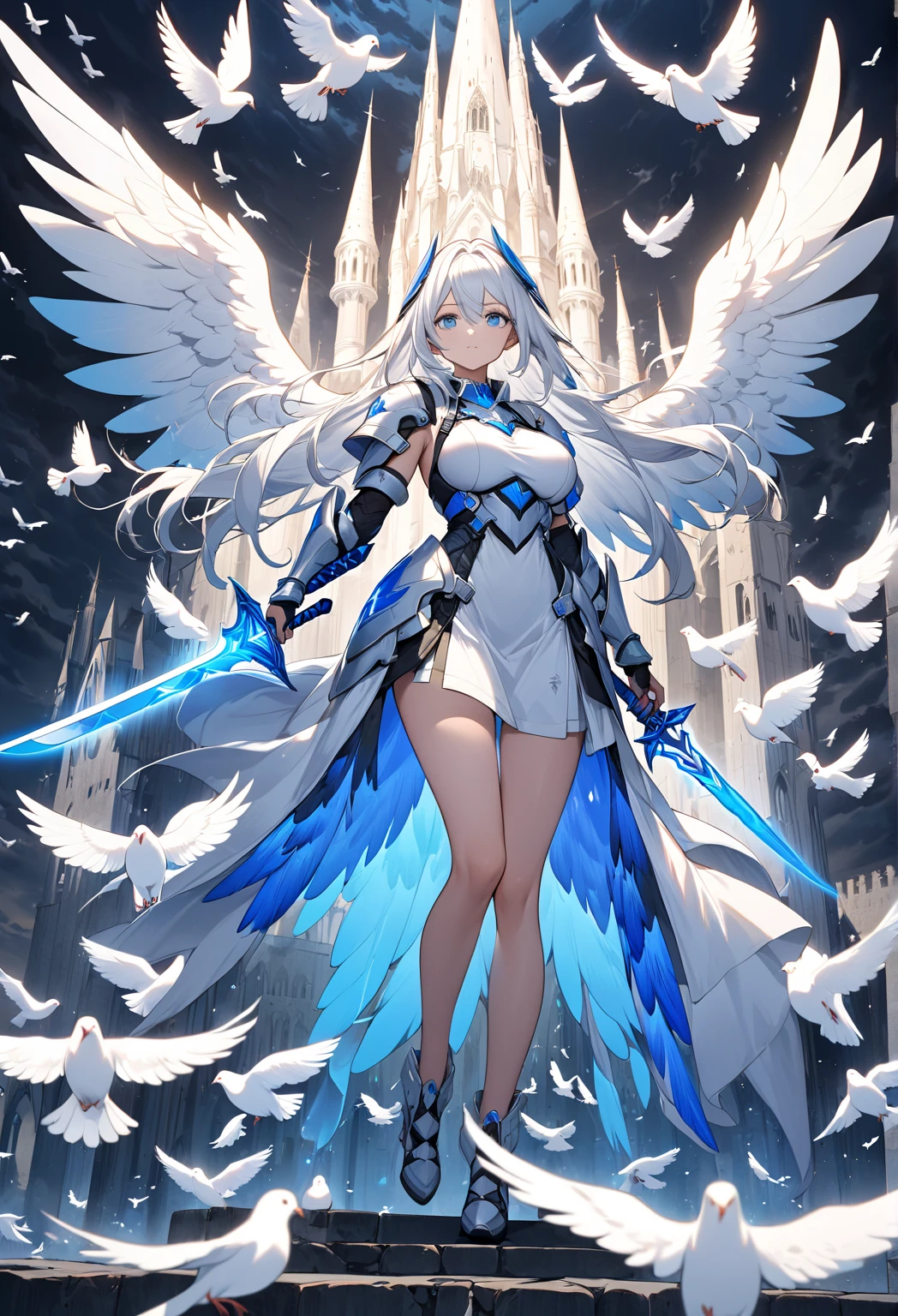 1girl，angelicales，armor，dong，charge