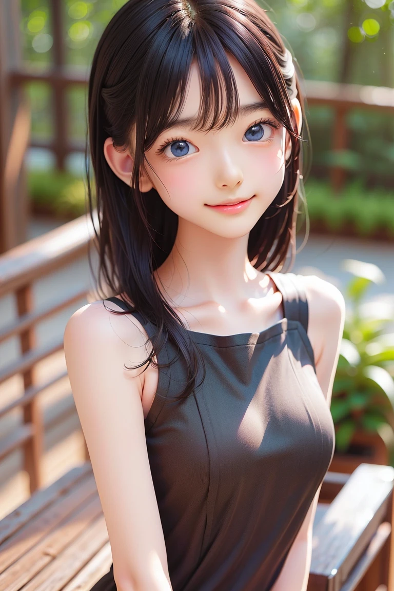 (best quality:1.1), (master part:1.2), retrato, 1girl, Yuzuriha_(Jigokuraku), cabelo roxo, olhos castanhos, Ninja, roupas abertas, clivagem,  pequenos, Topknot, medium hair,  apart, Obi branco, Sorriso, ao ar livre, (corar:1.1), flor ( 1.5)