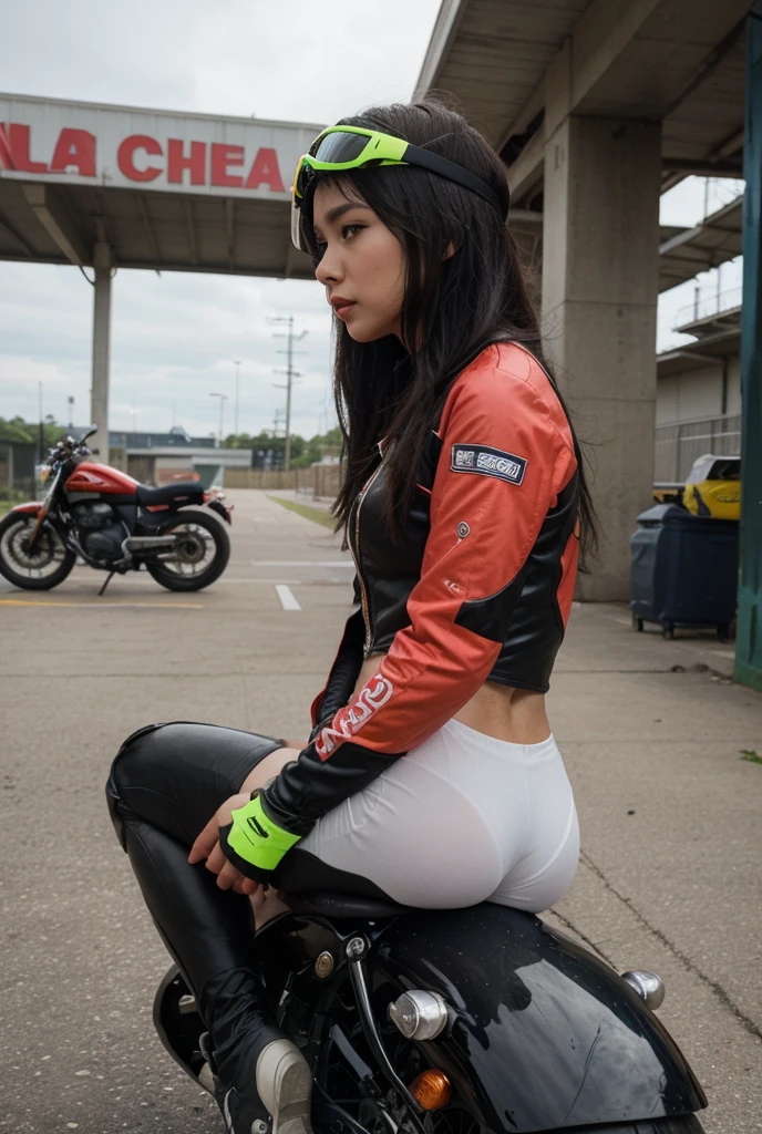 Photograph of a 20-year-old woman, Cara perfecta, Obien maestra, bien, ropa interior, negro_bien, chaqueta, negro_biengas