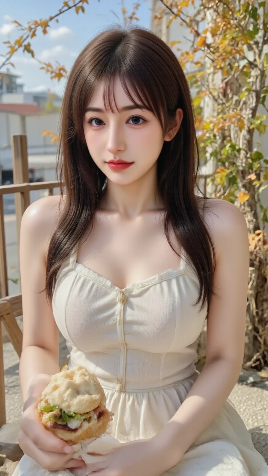 [[Illustrated ]]、最high quality、high quality、best image quality、8K、最High resolution、High resolution、最high quality、masterpiece、Raw photo、realistic atmosphere、(detailed face)、(fine hands、thumb１reference４)、(beauty of japan )、very nice face、cute face、((beautiful japanese girl))、(japanese woman), ((18 year old beautiful girl))、(glossy black hair)、whole body、slim style、(shiny skin)、(Fair skin, Glossy skin)、real human skin、realistic human body structure、perfect body， perfect face， perfect hands， perfect finger， perfect lips， perfect eyes，perfect teeth、perfect background， perfect atmosphere，natural soft light, (big breast:1.3), Show thigh, Skirt, Skirts should be shortened,  with hands on knees.