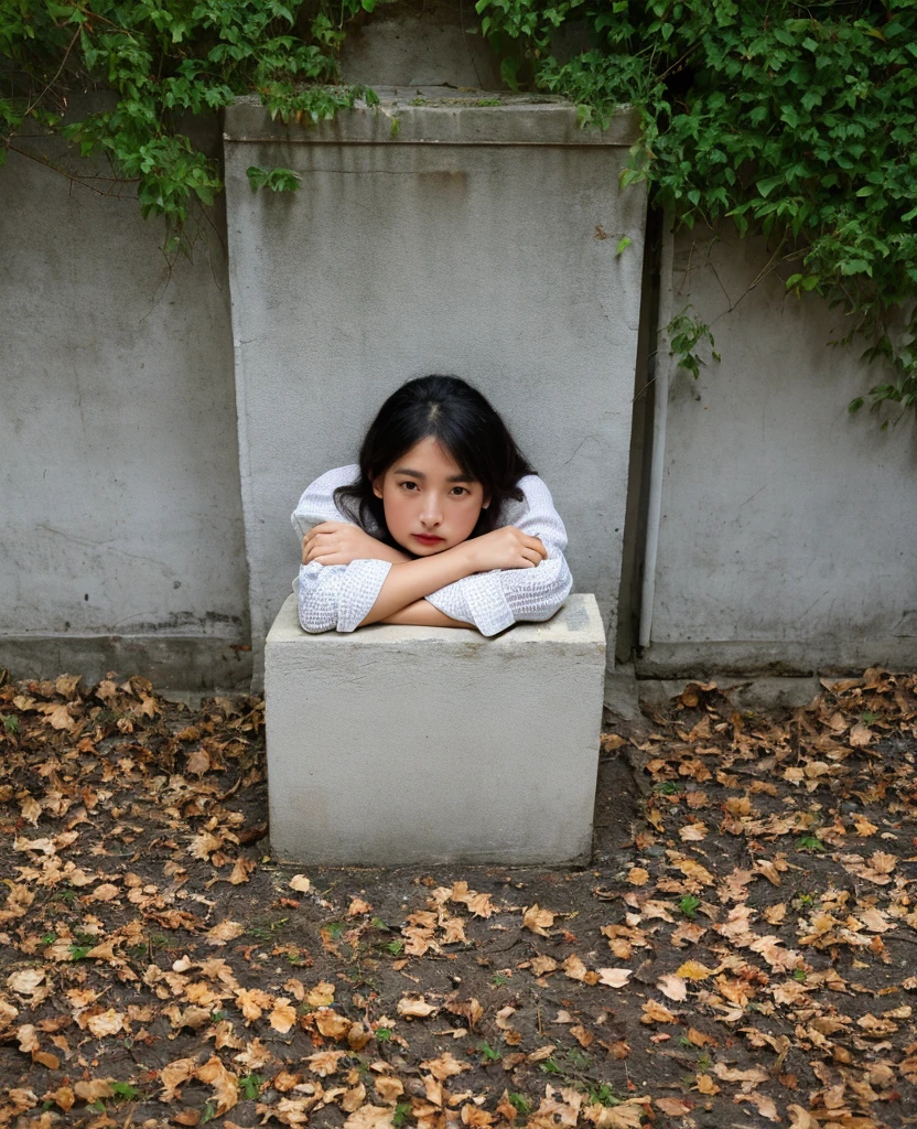 crouching on a bench