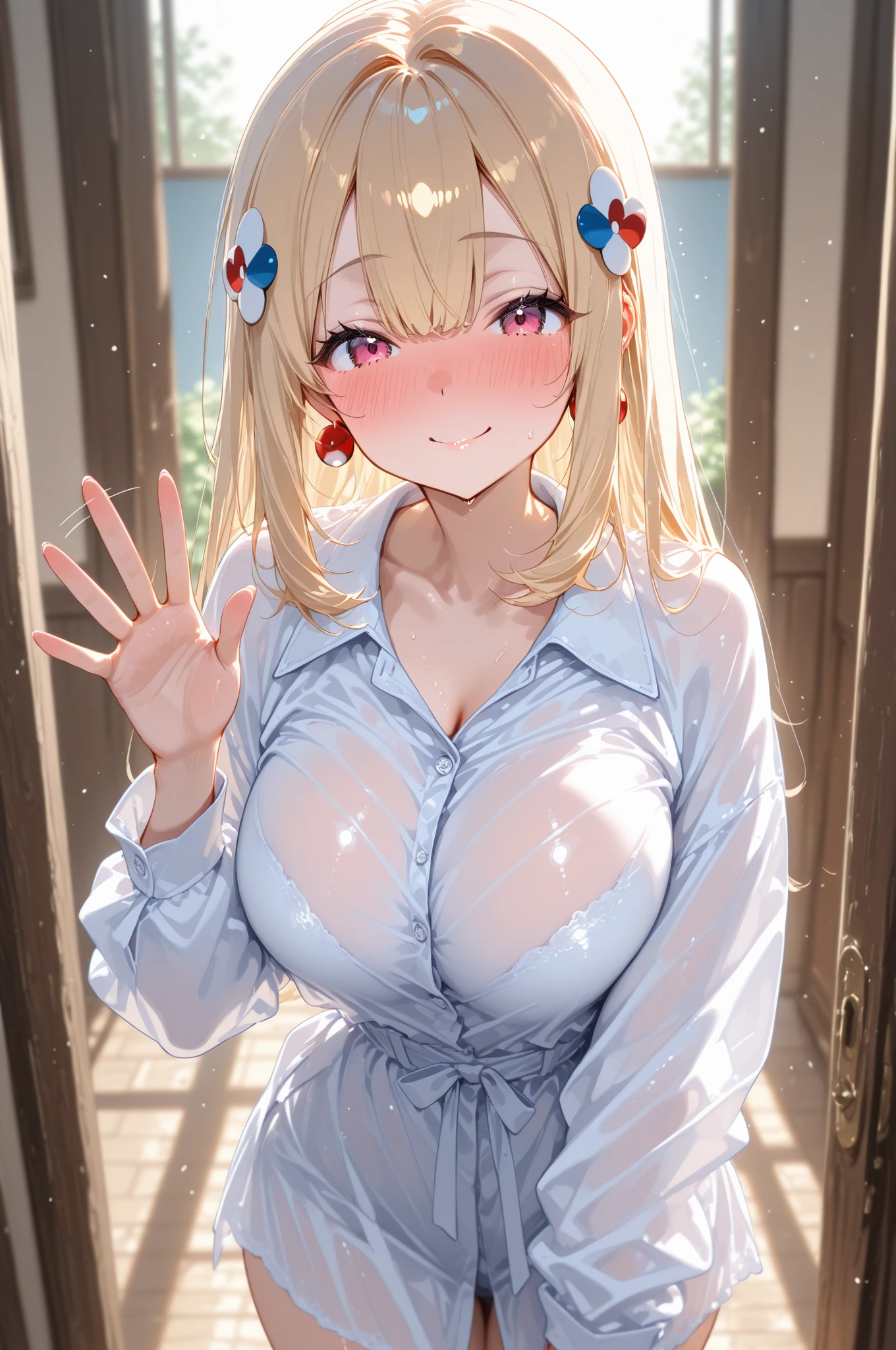 Cinema Lighting、Highest quality、Residential area at night、high school girl、Huge breasts、(Kitagawa.Marine)、、Sticking out tongue、Drooling、Embarrassing、Upper Body、tits 、tits 、、