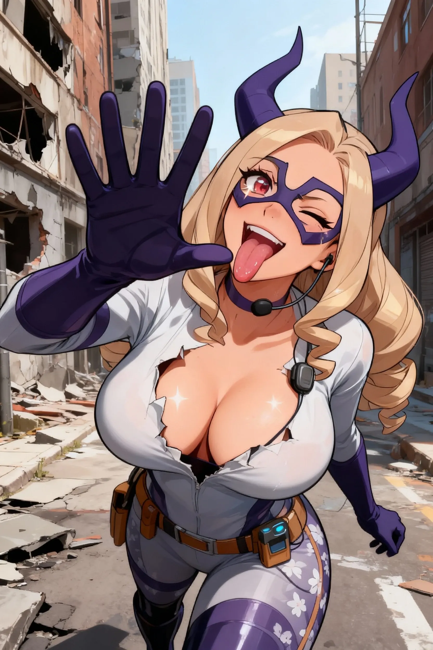 1girl, mount lady, boku no hero academia \\\\\ masterpiece, best quality, very aesthetic, absurdres, newest \\\\\\ sportive body,  \\\\\\  by dodok, nyantcha, cutesexyrobutts, by khyle ///// blonde, purple eyes,   , 24 years old,kitchen, wearing only apron, big , , rating general
