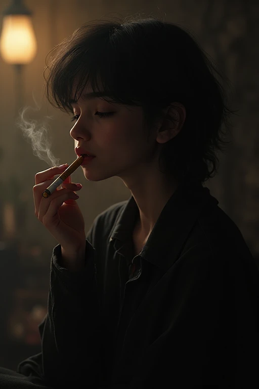 Snake with cigarette in mouth