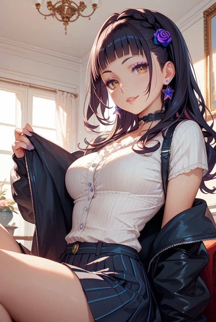 (table top: 1.3), (maximum resolution: 1.2), (Ultra HDTV: 1.2), cinematic light, Ultra HDTV, (fine eyes and skin), (detailed  features), nffsw, 8K resolution, sharp focus: 1.2, perfect style, beautiful face, perfect body, Accurate, anatomically correct, Highly detailed face and skin texture, fine eyes, blue eyes, double eyelid, thin eyebrows, glitter eyeliner: 1.2, natural cheeks, Glossy skin, Fair skin: 1.2, small shiny necklace and earrings, (glossy lips: 1.4), break, one person'point of view, (She is a very cute female teacher..), (Cute pink lace ), (enchanting smile: 1.2), ((innocent and cute girl:1.3)), (long wavy hair), (black hair:1.2),  , break, ((very close relationship: 1.2)), medium big breasts, ((looking at the viewer:1.2)), ((library 1.2)), ((Bend your knees and spread your :1.2)), (From the side:1.2),low angle shot,off shoulder sweater　tight jeans 　embarrassed look　Kamimei