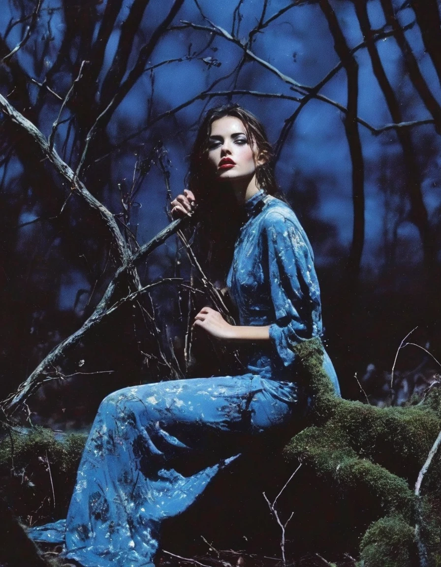 film photography, vintage, fashion shoot of horror,