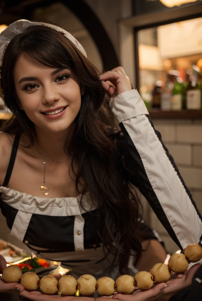 Gorgeous 25 year old Italian girl,  look,  blouse, elegant blouse, very high resolution, 16k, real, sweet, eye-catching,  skirt, luxury, gala, necklace, earrings, red lipstick, flip flops,  sitting at the terrace bar, photo bright, outside the bar, surprise, elegant summer clothes, during an aperitif, gucci belt, , looking away, gucci bag, city, laughing while looking away, beautiful smile, teeth