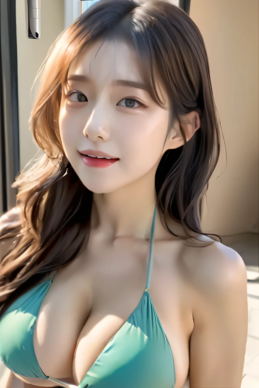 tzuyutwice、japanese girls、8k, best quality、 real image, intricate detail、ultra-detail、ultra-high resolution、 depth field、 (realistic, realistic: 1.2), masterpiece, photo 1girl,18yo girl、ple short hair、black Hair、bangs、BROWN EYES、Perfect figure、Sense of transparency、luster、gloss、modest chest、bikini、Guangyue、Burning body、hposing Gravure Idol、swimming pool、Beautiful feet、Strong sunlight、Nasty、Rain-drenched body、wet、actress、hposing Gravure Idol、Nogizaka Idol、korean idol